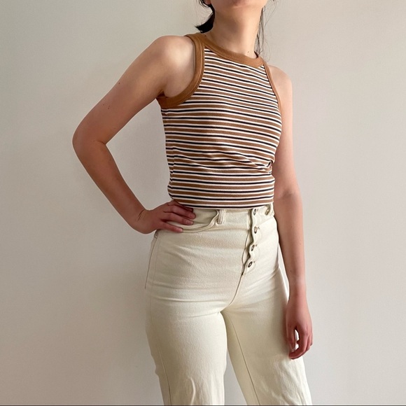 OAK +  FORT CROPPED OFF WHITE STRAIGHT PANTS - S - Picture 3 of 16